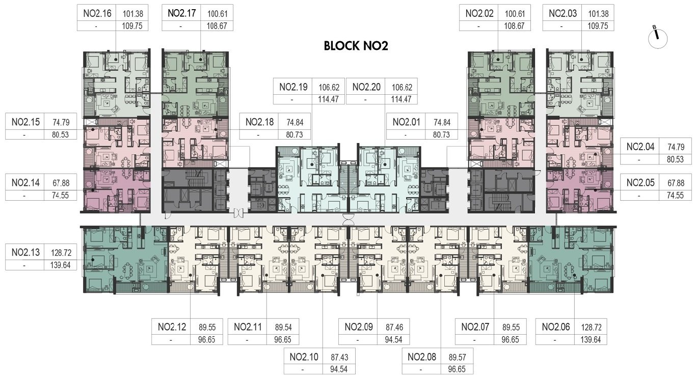 Mặt bằng tầng điển hình tòa NO2 Hà Nội Melody Residences